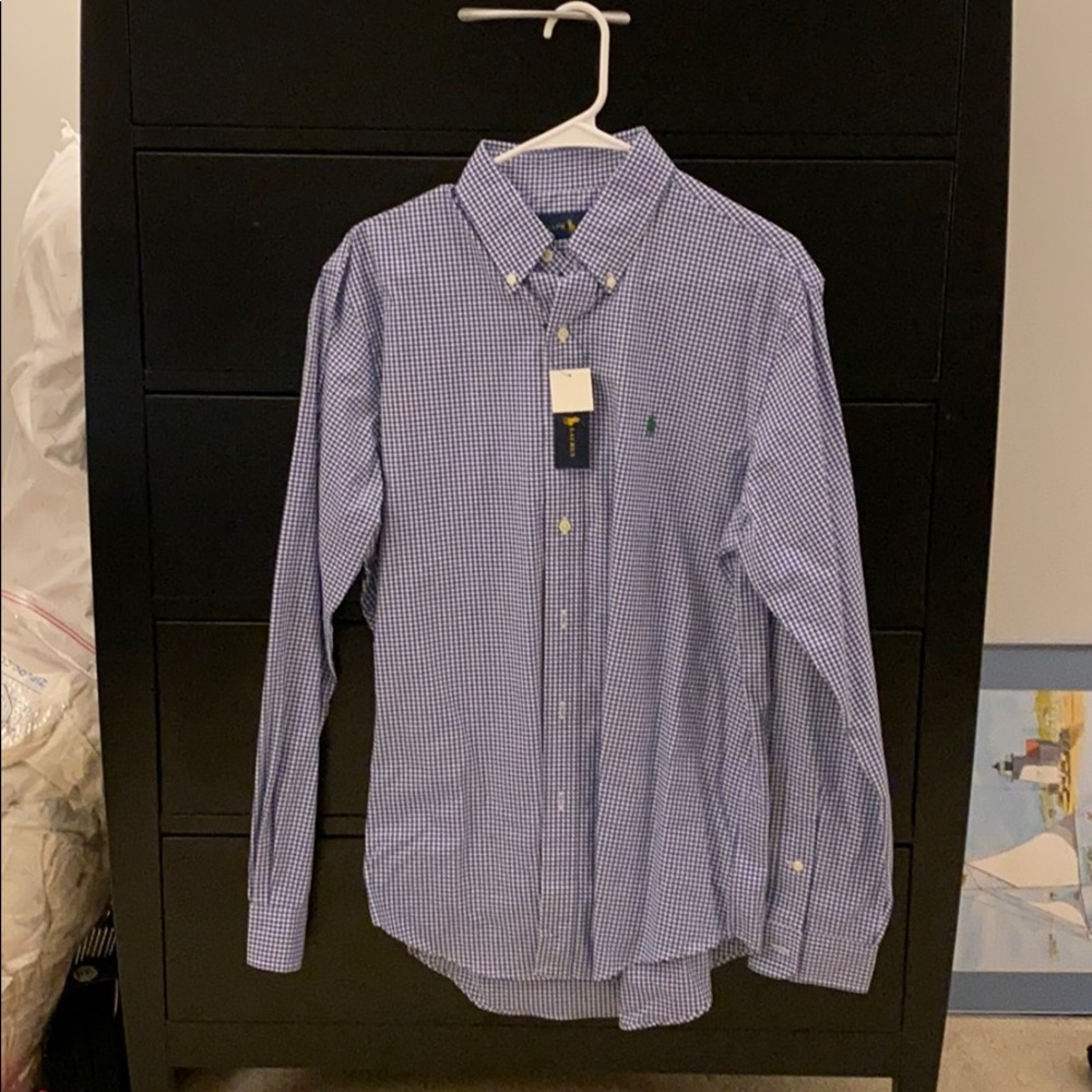 Polo by Ralph Lauren Blue/White Button Down NWT
